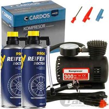 2x REIFEN-PANNENSET DICHTMITTEL + UNIVERSAL MINI LUFT-KOMPRESSOR 20bar 12V AUTO