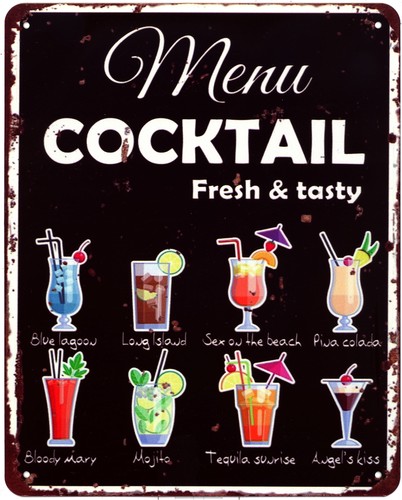 Blechschild menu cocktail - blechschild,