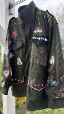 Crazy Vintage Army Jacke, Handbemalt, Unikat, Olive, Design, Waschecht