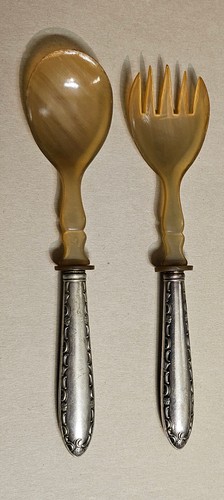 Salatbesteck horn versilbert - horn,