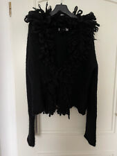 Turnover Exklusive Strickjacke schwarz mit Schlingfransen und V-Ausschnitt Gr. M