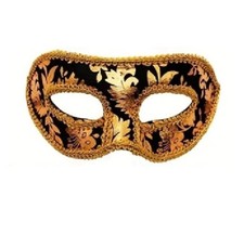 schwarz gold Maske Venezianische Style Fasching Kostüm in Einheitsgröße