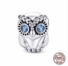Glitzernde Eule Charm mit Steinchen - Sterlingsilber mit Stempel S925