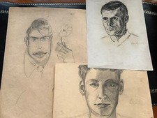 3x ANTIKE ZEICHNUNG AUF PAPIER