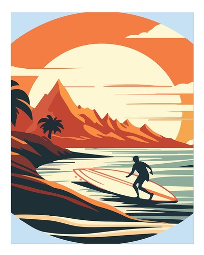 Retro-Surf-Strandszene
