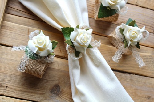 Serviettenringe jute spitze - serviettenringe,