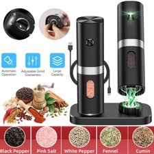 2 Profi Pfeffermühle Elektrische Salz und Pfeffermühle USB Aufladbar Gewürzmühle