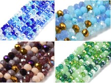 facettierte Glasperlen Kristall Perlen 8mm Mix basteln Rondell DIY rund Strang