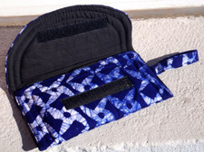 Etui Mappe Brieftasche - aus Ghana Afrika Batikstoff blau weiss NEU