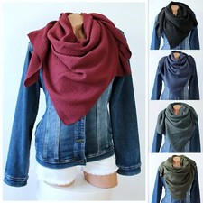 ITALY DAMEN XL MUSSELIN HALSTUCH STOLA SCHAL TUCH BAUMWOLLE WEICH TREND NEU