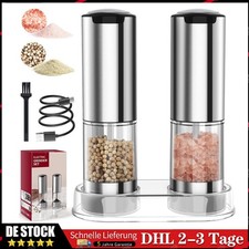 2x Elektrische Pfeffermühle Salz Pfeffermühle USB Aufladbar Profi Gewürzmühle DE