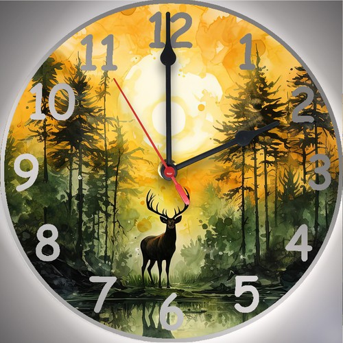 Wanduhr motiv hirsch im - -,
