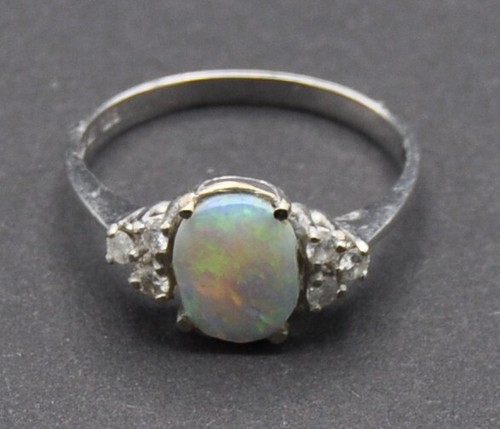 Weißgold voll opal ring - opal, 585