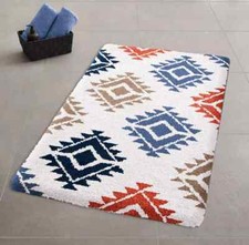 Badteppich Bad Vorleger Teppich ca. 60 x 100 cm "Luana" Polarweiß/Multicolor