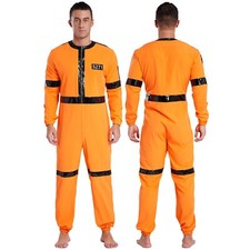 Herren Gefängnis Kostüm Outfits Overall Uniform Halloween Sträfling Ein Stück