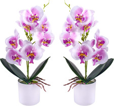 Künstliche Orchideenblumen 2 Eingetopfte Orchideen Tischdekoration Lila