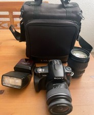 Komplett! Sony DSLR A230 Digitalkamera, mit Zubehörpaket Objektiv, Blitz, Tasche