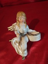 Alte Goebel Weihnacht Keramik Figur Teelichthalter Sitzender Engel (5037)