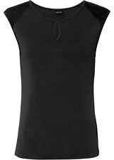 Shirt mit Pailletten Gr. 40/42 Schwarz Damenshirt Top Tunika Bluse Neu