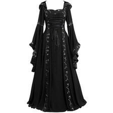 Frauen Vintage Keltisch Mittelalter Boden Länge Renaissance Gothic Kleid Cosplay