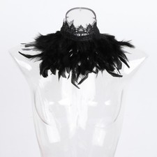 Gothic schwarz feder cape - ,