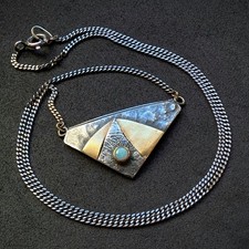 Vintage Designer Collier Kette Georg Kramer Opal 835 Silber 750 18k Gold alt