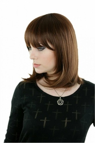 Braun mittellange bob glatte - mittellange,