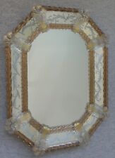 Venezianischer Wand- oder Stand- Spiegel Murano Glas mit Blüten und Gold