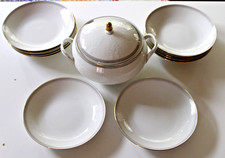 12 Suppenteller mit Goldrand + Terrine mit Deckel - Goldkopf