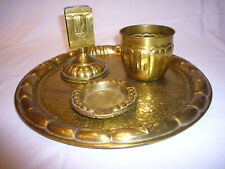 antikes Raucher- Set, 4 tlg.,  Messing, Hammerschlagoptik, Jugendstil, dekorativ