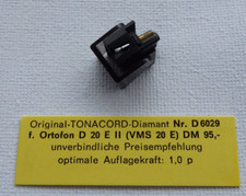 Tonacord Diamant Nadel Ortofon D 20 E MK II / D 15 Super - VMS 20 - D 6029 NOS