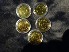 5x 2 Euro Sondermünze WWU 2009 VERGOLDET DEUTSCHLAND alle Prägeanstalten