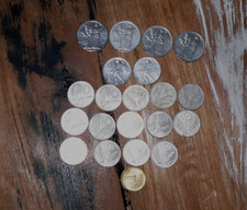 Italienische Lire Münzen, 21 Stück, 100 L, 50 L, 10 L, 20 L Stücke