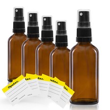 5 x 30ml Braunglas-Sprühflaschen - Pumpspray mit feinem Zerstäuber-Sprühkopf