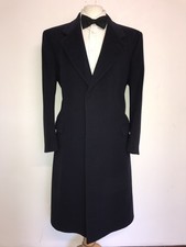 CROMBIE - langer dunkelblauer Wollmantel Herren - UK 42 Reg - WUNDERSCHÖNER MANTEL