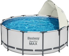 Bestway Sonnenschutzdach Poolüberdachung Pooldach rund für Pool Grau 