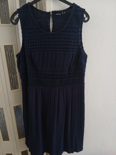 Damen kleid dklblau mit spitze - mit,