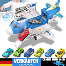 Transport Frachtflugzeug Auto Spielzeug Spielset 8 Autos 1 Hubschrauber Kinder