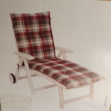 Lidl Liege Polsterauflage »Valencia«, mit Baumwolle Sonnenliege Rot/Grau Karo