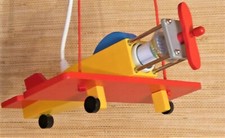 HÄNGELAMPE   " FLUGZEUG aus HOLZ " elektrisch funktionierend