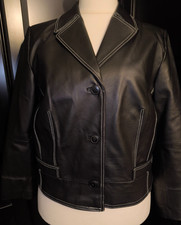COLLECTION CHALICE Vintage Echtleder Damen Jacke Gr. 46 Schwarz guter Zustand!