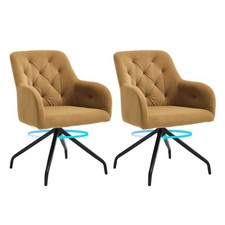 Esszimmerstuhl (2 St.), gelb, gepolstert, mit Metallbeinen, aus Samt, für Schmin