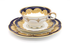 Hutschenreuther Hohenberg Sammelgedeck Nr. 963 Golddekor Kobaltblau Vintage