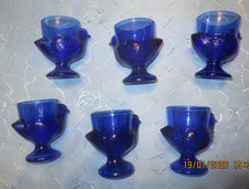 6 blaue Glas blau Pressglas