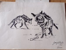 5x Original Zeichnungen Tiere