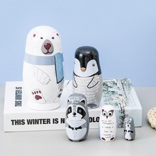 Cartoon Tier Russische Stapeln Holz Nesting Puppe Matroschka Xmast Geschenke 5