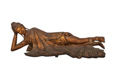 Eine Lebensgroße Holzfigur Parinirvana Buddha , Burma / Thailand 19./20. Jh. 