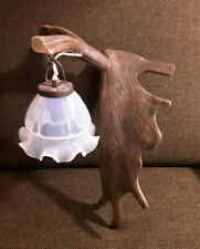 Wandlampe Wandapplique Geweihlampe Damwildschaufel Glasschirm Jagdlampe ca  1920