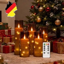 5er Set LED Kerzen mit Timerfunktion Batterie für Außen Outdoor Licht flackernd