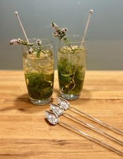 Seltenes 5er Set Wallace Sterling Silber Cocktail Rührstäbchen & Strohhalme um 1940-50er Jahre